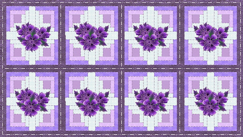 Purple Passion, flower, quilt, purple, log cabin, HD wallpaper
