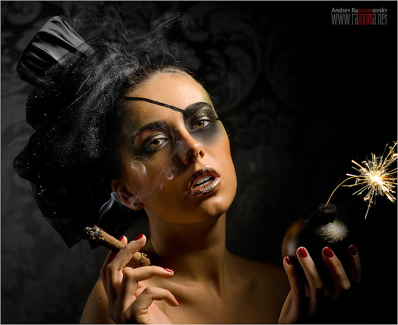 tapet, femeie, privire, tigara, fum, HD wallpaper