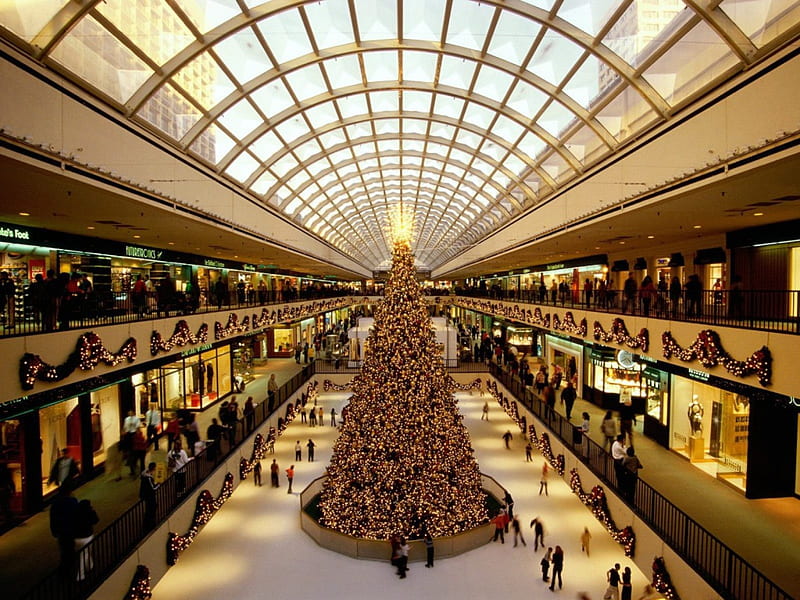 Christmas Shopping, christmas season, shopping, mall, shopping mall, HD wallpaper