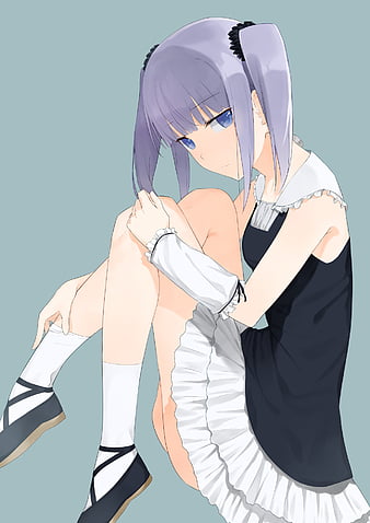 anime girl hugging knees