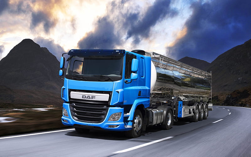 DAF CF 2018 truck, Euro 6, new CF, tanker, cargo transport, trucks, DAF, HD wallpaper