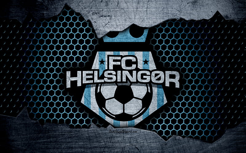 Helsingor logo, MLS, soccer, Danish Superliga, football club, Denmark, grunge, metal texture, Helsingor FC, HD wallpaper
