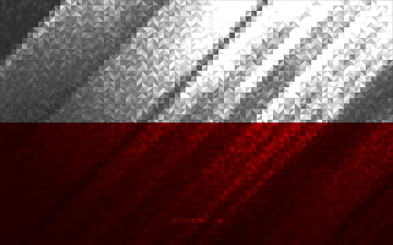 Flag of Poland, multicolored abstraction, Poland mosaic flag, Poland, mosaic art, Poland flag, HD wallpaper