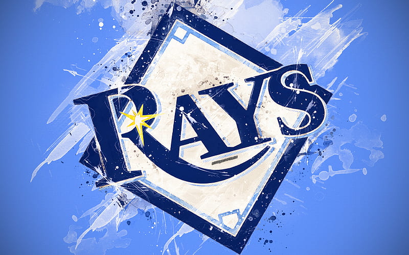 Tampa Bay Rays grunge art, logo, american baseball club, MLB, blue background, emblem, St Petersburg, Florida, USA, Major League Baseball, American League, creative art, HD wallpaper