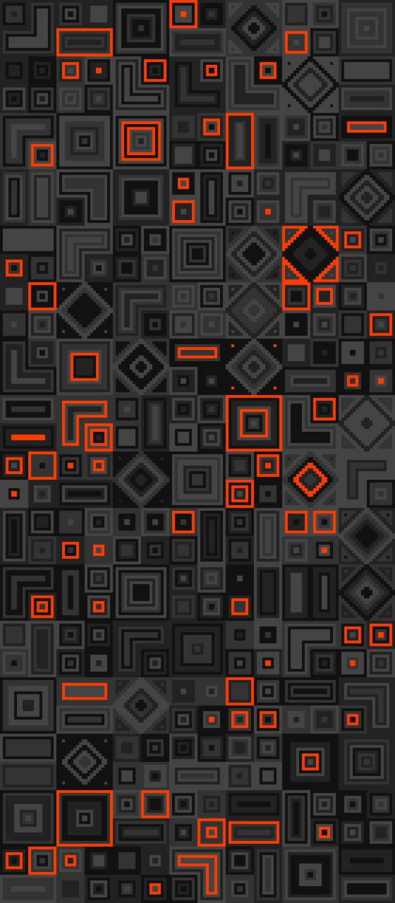 Amazing Art, abstract, black, blocks, desenho, orange, pattern, HD phone wallpaper