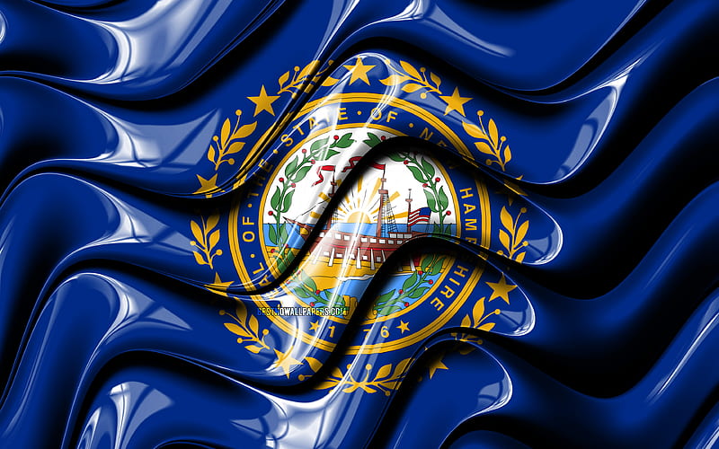 New Hampshire flag United States of America, administrative districts, Flag of New Hampshire, 3D art, New Hampshire, american states, New Hampshire 3D flag, USA, North America, HD wallpaper