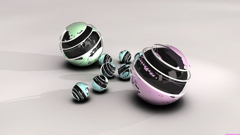 Spheres Gram, ball, 3D, 1920x1080, green, , spheres, pink, HD wallpaper