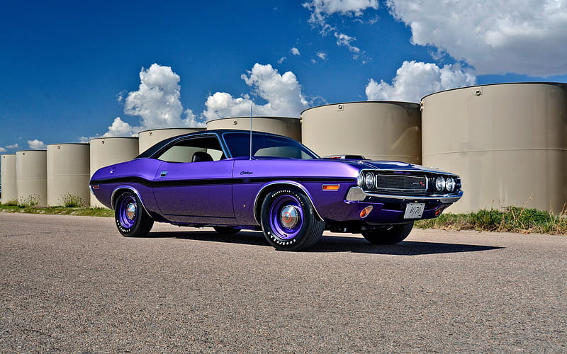 Dodge Challenger, 1970, Retro cars, purple Challenger, american cars, Dodge, HD wallpaper