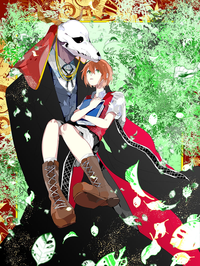 Wallpaper girl, skull, anime, art, Mahou Tsukai no Yome, The