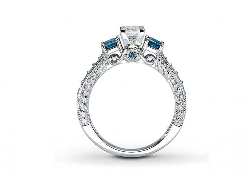 Ring, stone, jewel, white, topaz, blue, HD wallpaper