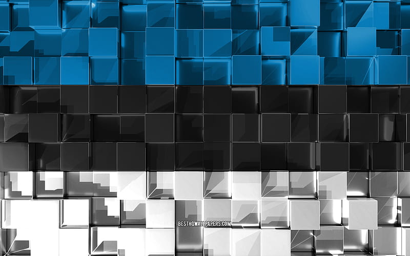 Flag of Estonia 3d flag, 3d cubes texture, Estonia 3d flag, 3d art, Estonia, Europe, 3d texture, HD wallpaper