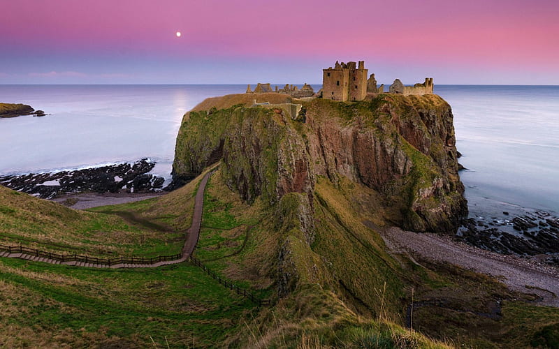 Dunnottar Castle, Scotland, Cliff, Scotland, Castle, Medieval, HD wallpaper