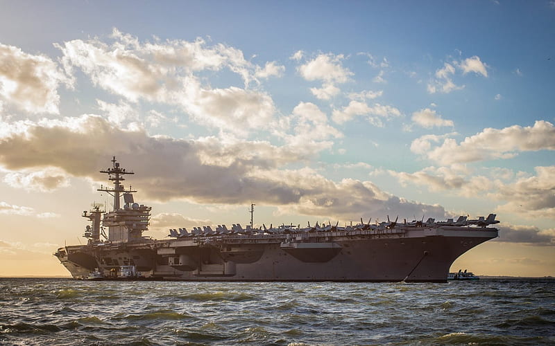 American aircraft carrier, USS George HW Bush, CVN-77, USS Navy, Nimitz, HD wallpaper