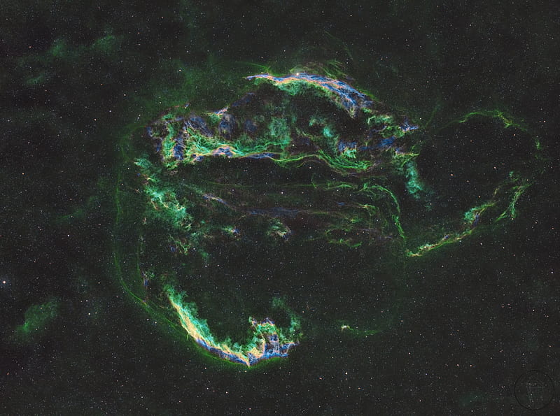 cygnus loop, nebula, stars, space, green, HD wallpaper