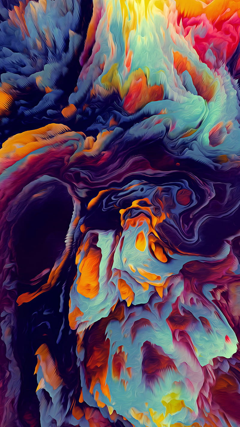 Pattern, abstract, brain, dragons, fire, paint, HD phone wallpaper