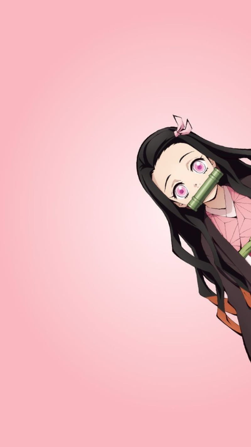 Nezuko, anime, cute, demon slayer, pastel, pink, HD phone wallpaper