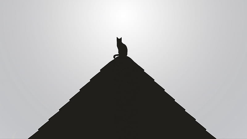 :), silhouette, pyramide, daniel jensen, black, pisici, cat, vector, HD wallpaper