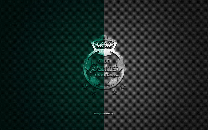 Santos Laguna, Mexican football club, Liga MX, white green logo, white green carbon fiber background, football, Torreon, Mexico, Santos Laguna logo, HD wallpaper
