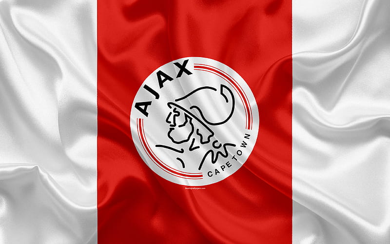 Ajax Cape Town FC silk flag, logo, South African football club, emblem, Premier League, Cape Town, South Africa, football, silk texture, HD wallpaper