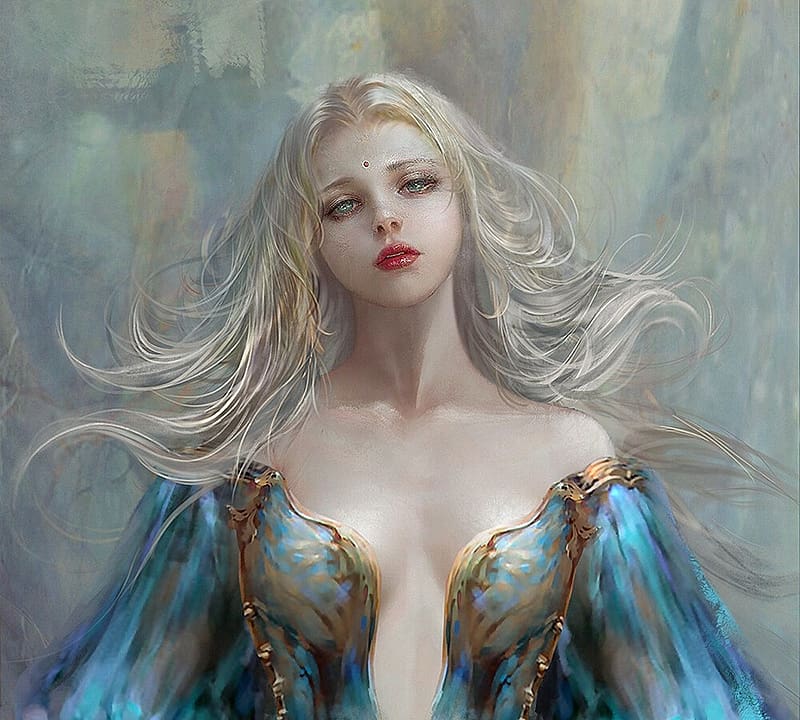 Princess, user 23385, girl, blue, frumusete, art, blonde, user23385, gigi, fantasy, kiki, HD wallpaper