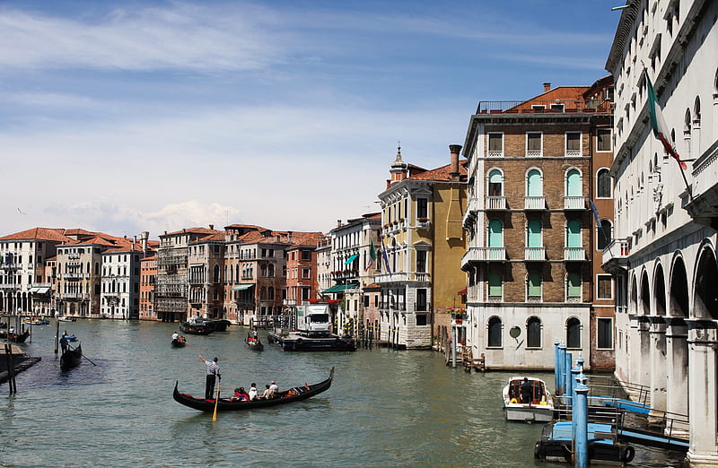 Cities, Venice, Boat, Canal, Gondola, House, Italy, HD wallpaper