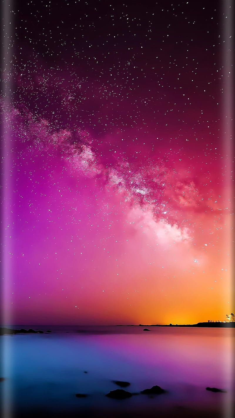 galaxy edge , pink, night, sky, sunset, samsung galaxy edge, HD phone wallpaper