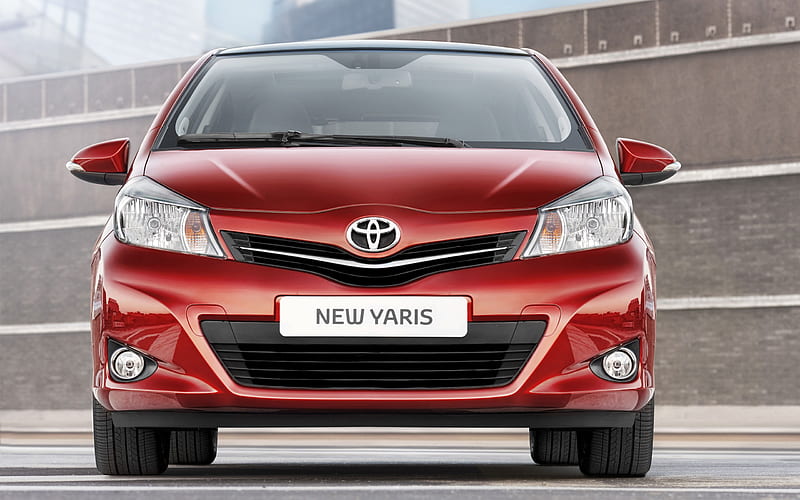 Toyota Yaris saloon car red appearance of the 12, HD wallpaper