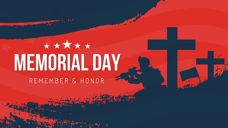 Memorial Day Remember & Honor Soldier Cross Red Black Background Memorial Day, HD wallpaper