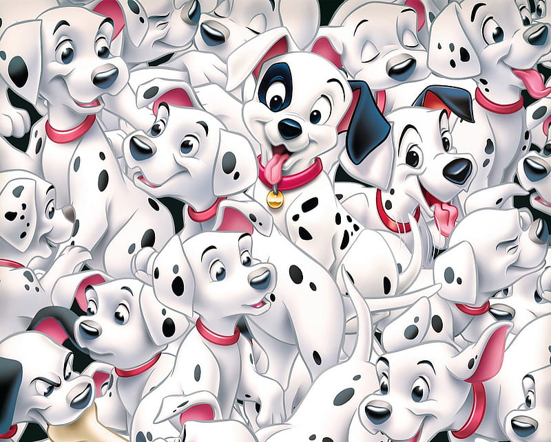 1001 Dalmatians, caine, cute, 1001, texture, skin, white, pink, dalmatians, disney, blakc, puppy, dog, HD wallpaper