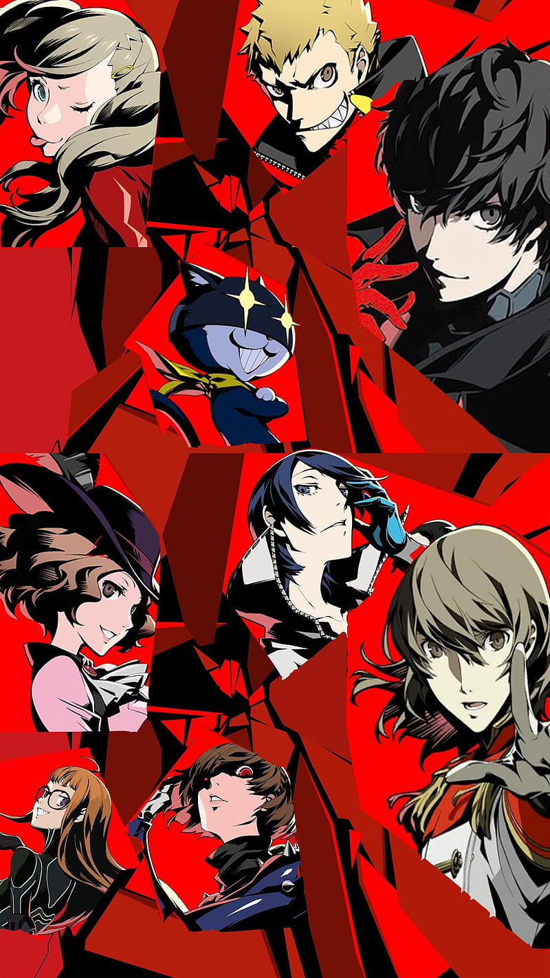 persona 5 All out, joker, morgana, panther, persona 5, skull, queen, HD phone wallpaper