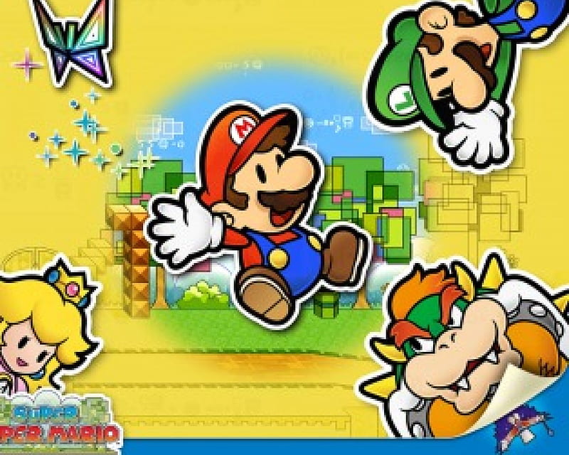Super Paper Mario main charchters, super, mario, paper, HD wallpaper