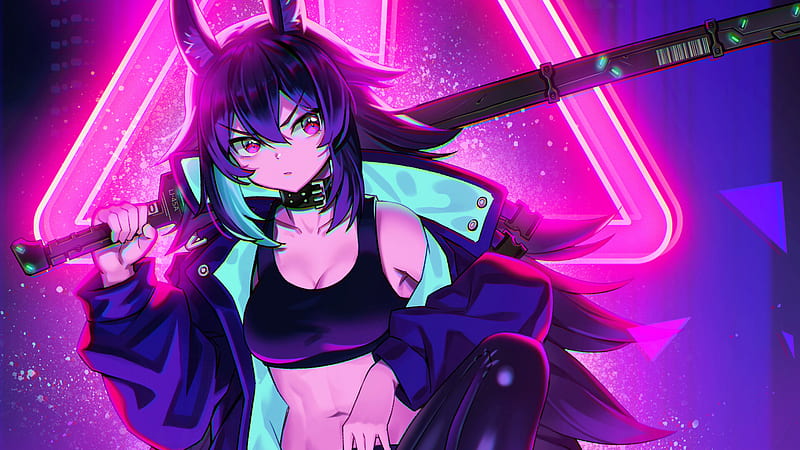 Video Game, Arknights, Amiya (Arknights), Neon, Girl, HD wallpaper Video Game, Arknights, Amiya (Arknights), Neon, Girl, HD wallpaper