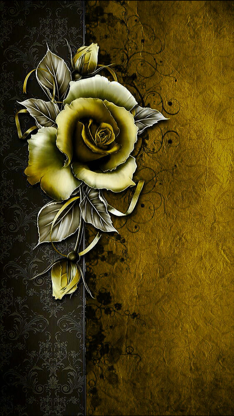 yellow rose, leaf, love, pattern, texture, HD phone wallpaper