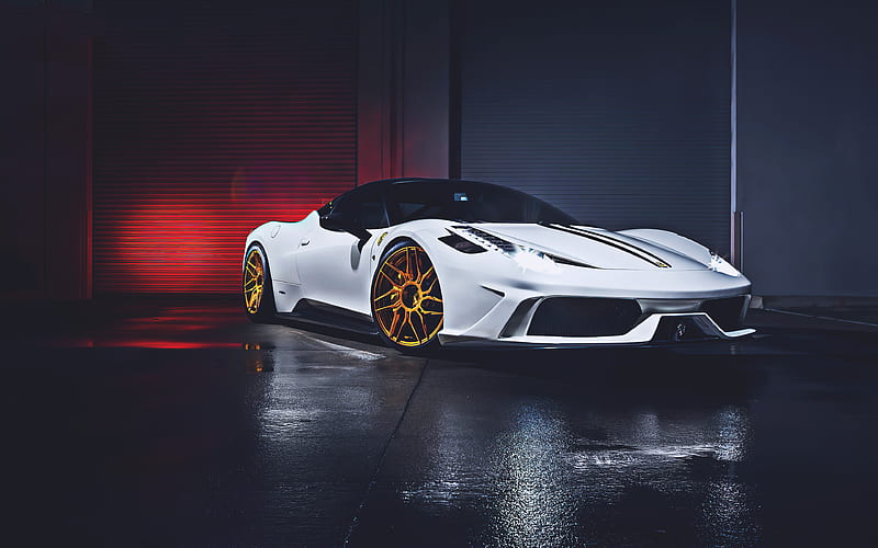 Ferrari 458 Italia garage, 2018 cars, supercars, white 458 Italia, italian cars, Ferrari, HD wallpaper