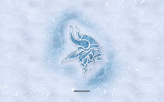 Minnesota Vikings logo, American football club, winter concepts, NFL, Minnesota Vikings ice logo, snow texture, Minneapolis, Minnesota, USA, snow background, Minnesota Vikings, American football, HD wallpaper