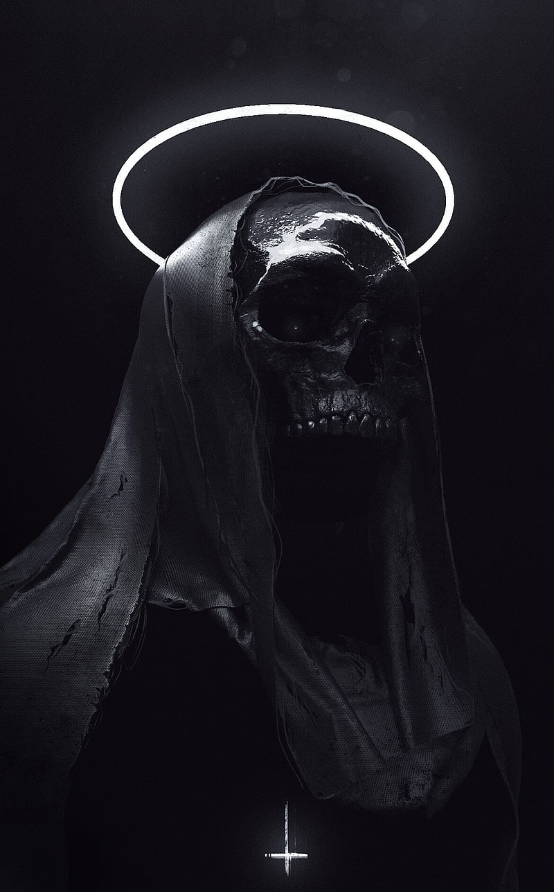 Scary Skull, fate, horror, black, dark, angel, HD phone wallpaper