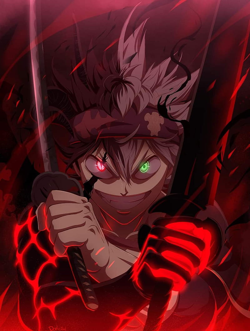 Asta Wallpaper 4K, Red background, Black Clover