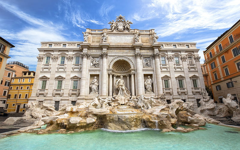 Fontana di Trevi, Rome, Vatican, baroque style, landmark, beautiful fountain, Italy, HD wallpaper
