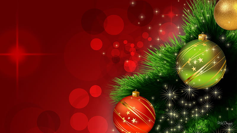 Christmas in Red, red, feliz navidad, gold stars, christmas, firefox ...