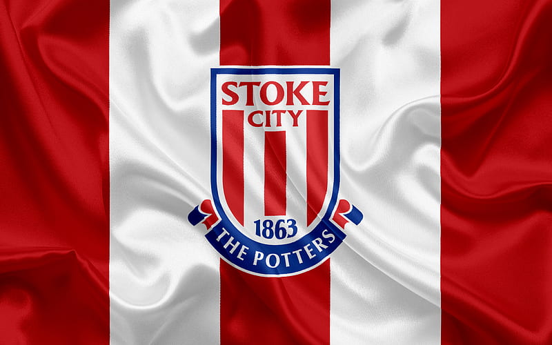 Stoke City FC, Premier League, football, Stoke-on-Trent, United Kingdom, England, flag, emblem, Stoke City logo, English football club, HD wallpaper