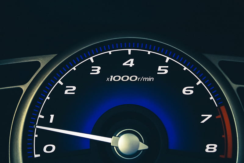 black and blue analog speedometer, HD wallpaper