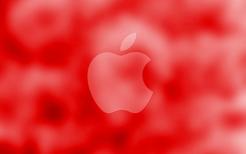 Apple red logo, red blurred background, Apple, minimal, Apple logo, artwork, HD wallpaper