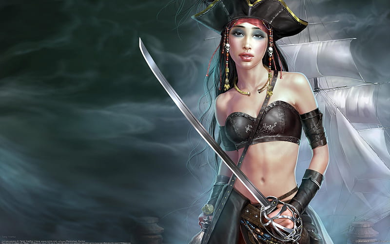 female pirate - the myth of aesthetic CG illustration, HD wallpaper