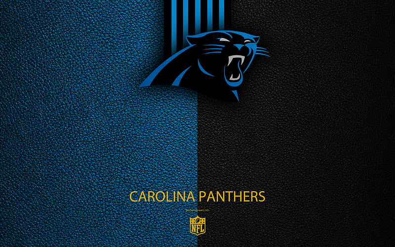 Carolina Panthers American football, logo, emblem, Charlotte, North Carolina, USA, NFL, blue black leather texture, National Football League, Southern Division, HD wallpaper