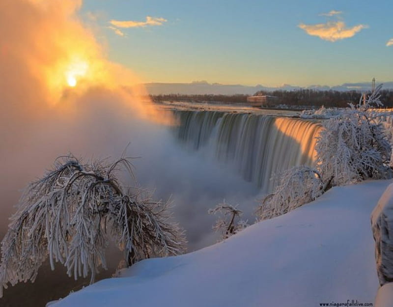 Niagara Falls in Winter, nature, snow, winter, niagara falls, HD wallpaper