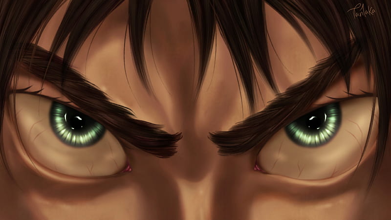 Attack On Titan Very Closer Of Eren Yeager With Green Eyes Anime, HD wallpaper