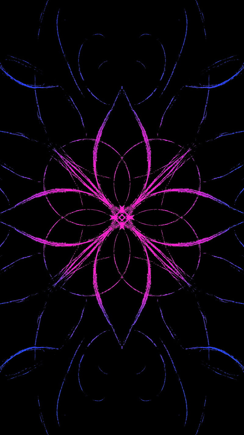 Mandala pinks, Abstract, Love, black, flower, ornate, pattern, pink, texture, HD phone wallpaper