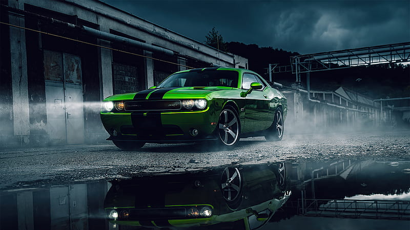  Green Dodge Challenger, dodge-challenger, carros, behance, Fondo de pantalla HD