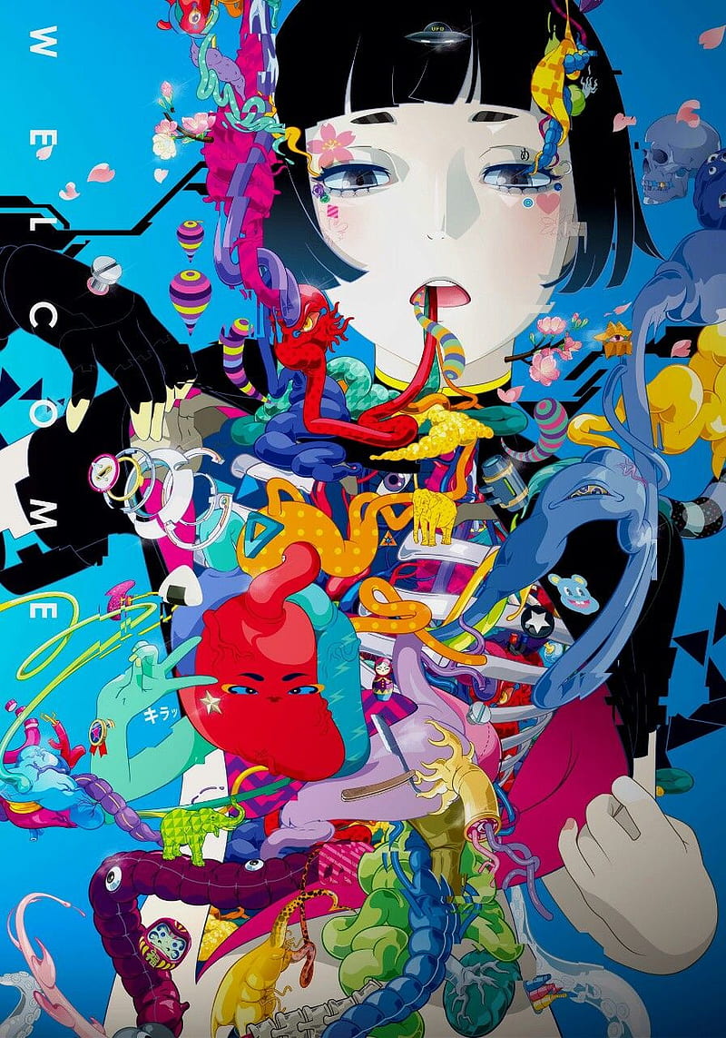 Anime Pop Art, girl, japanese, pop art, HD phone wallpaper
