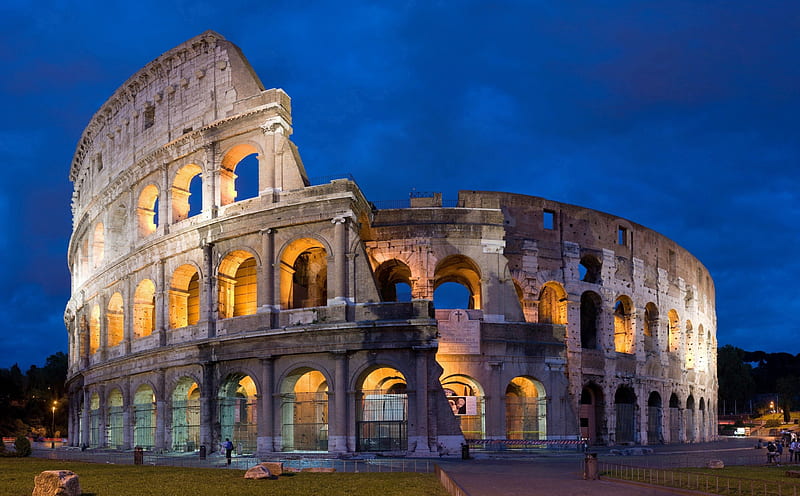 Rome Coliseum, rome, coliseum, night, lights, HD wallpaper